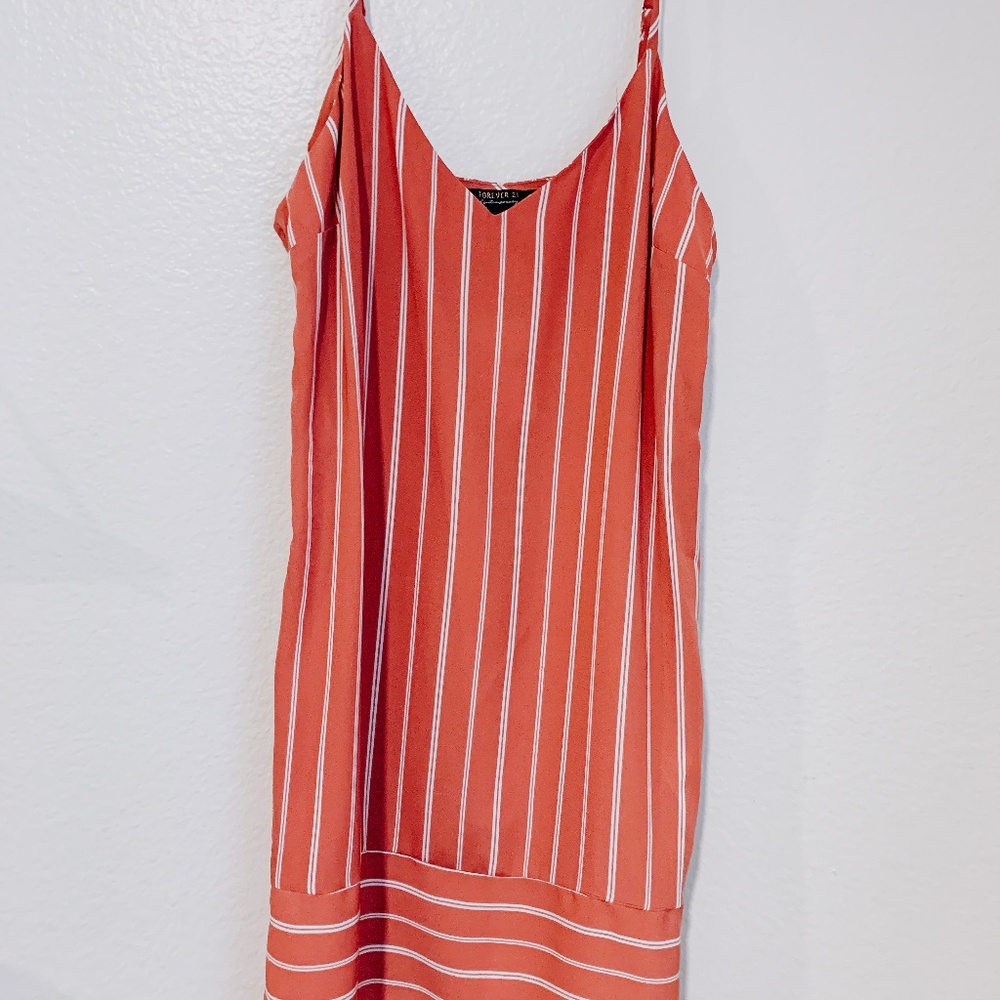 Contemporary Striped Coral Dress